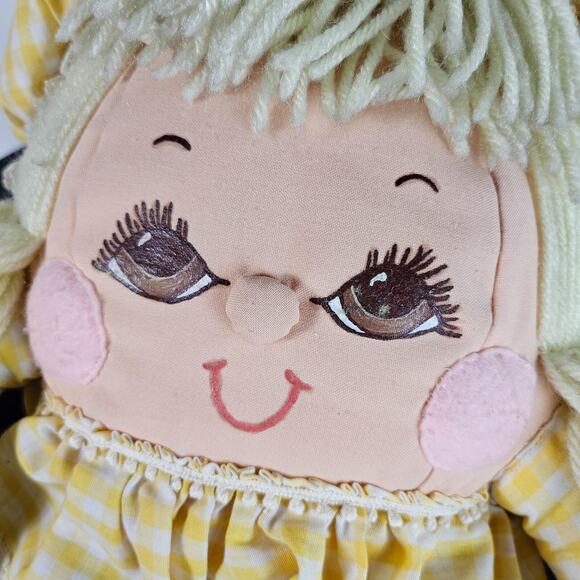Vintage Humpty Dumpty Doll Plush Stuffed Girl Bonnet - uncanny strange toy - Picture 3 of 4